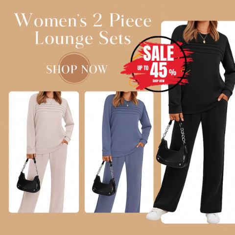 Women's Crew Neck Lounge Set – Top & Drawstring Pants