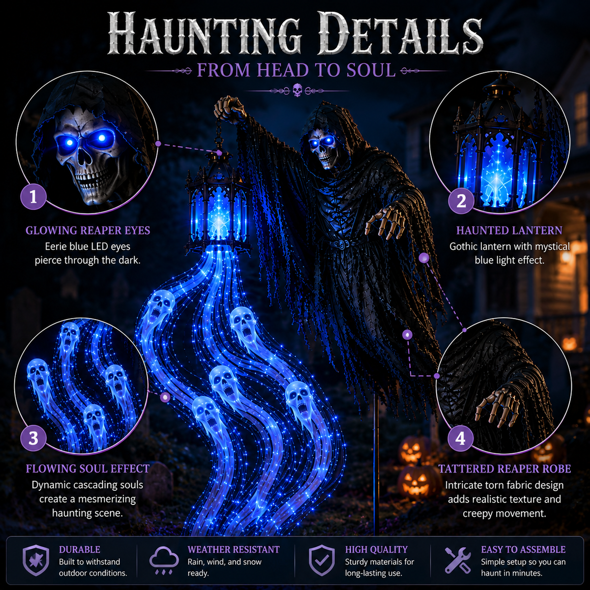 Halloween Soul Harvester Solar Garden Light with Ghost Effect