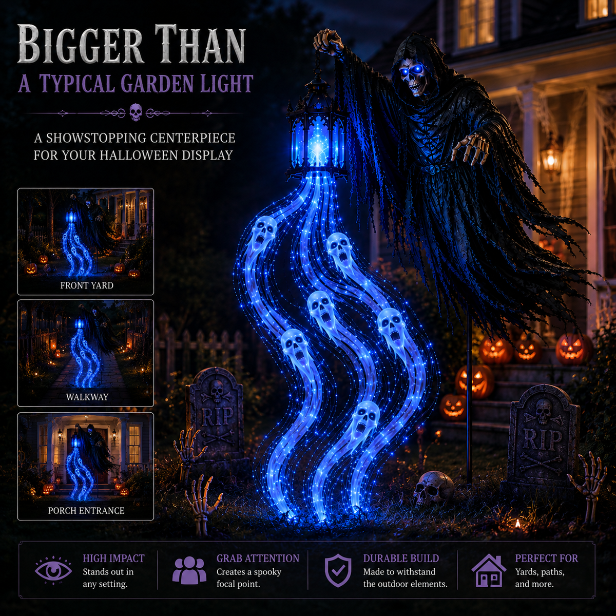 Halloween Soul Harvester Solar Garden Light with Ghost Effect