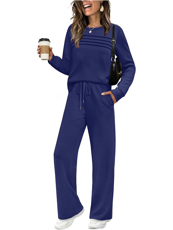 Women's Crew Neck Lounge Set – Top & Drawstring Pants