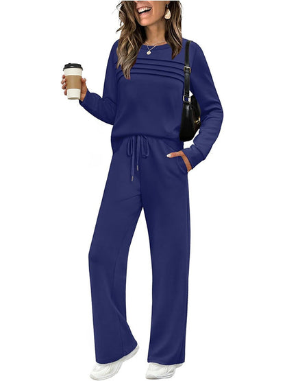Women's Crew Neck Lounge Set – Top & Drawstring Pants