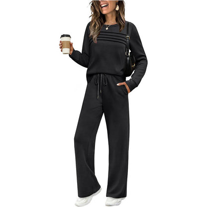 Women's Crew Neck Lounge Set – Top & Drawstring Pants
