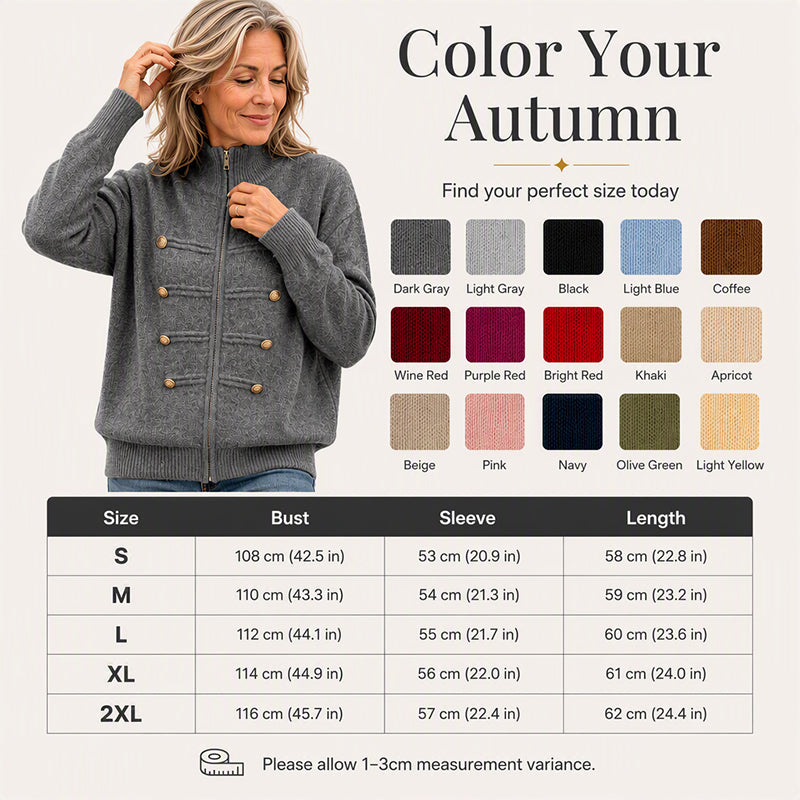 Effortless Elegance | Women's Casual Double Zipper Sweater Jacket