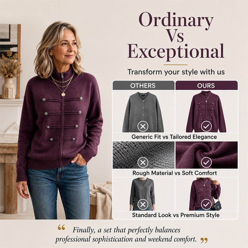 Effortless Elegance | Women's Casual Double Zipper Sweater Jacket