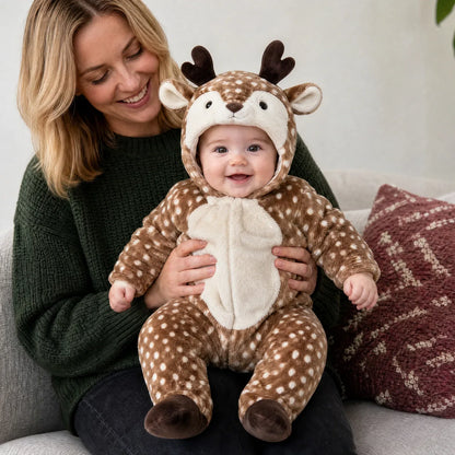 Little Reindeer Plush Hooded Onesie for Babies & Toddlers