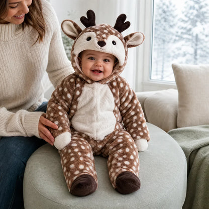 Little Reindeer Plush Hooded Onesie for Babies & Toddlers